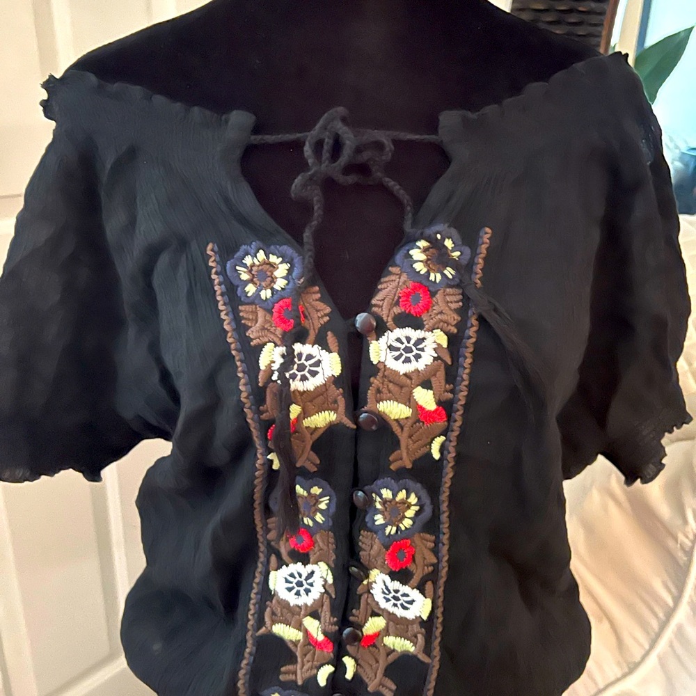 Peasant top with embroidery